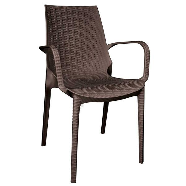 Kd Americana 35 x 21 x 22 in. Kent Outdoor Dining Arm Chair, Brown KD3039906